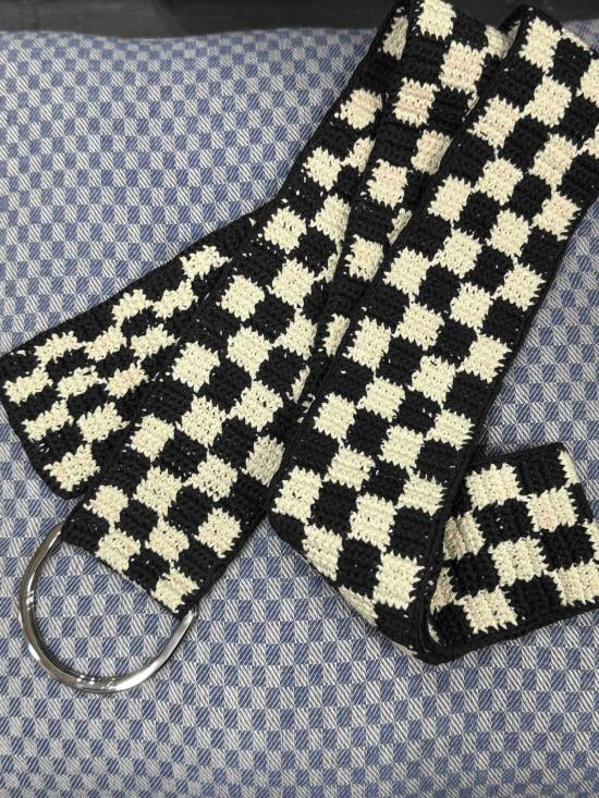  Yesaet 와이드 벨트 예사엣 체크 크로셰 - YESAET