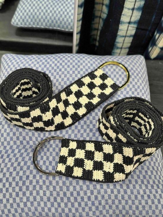  Yesaet 와이드 벨트 예사엣 체크 크로셰 - YESAET