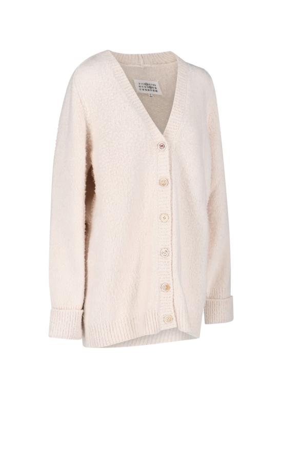  마르지엘라 가디건 메종  필링 효과 니트  화이트 - MAISON MARGIELA