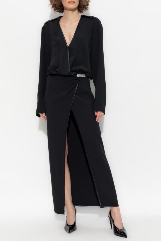  디 아티코 롱 원피스 아티코 드레스 (아플리케 장식, 블랙) - THE ATTICO