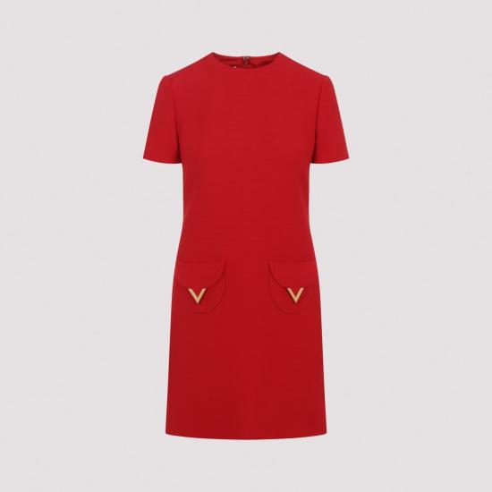  발렌티노 가라바니 숏 원피스 발렌티노 울 미니 드레스 레드 - VALENTINO GARAVANI