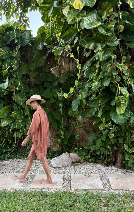  Two 튜닉 실크 소재의 긴팔 단추  (구리색) - OTHER BRANDS