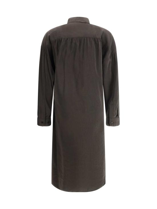  르메르 롱 원피스 실크 슈미시에 롱 드레스 다크 에스프레소 - LEMAIRE