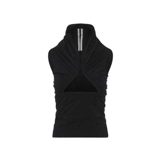  릭 오웬스 블라우스 저지 SS 프롱 탑 블랙 - RICK OWENS