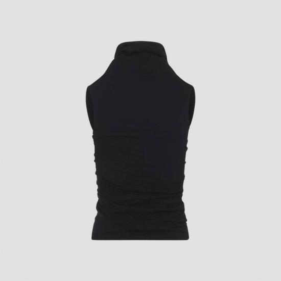  릭 오웬스 블라우스 저지 SS 프롱 탑 블랙 - RICK OWENS