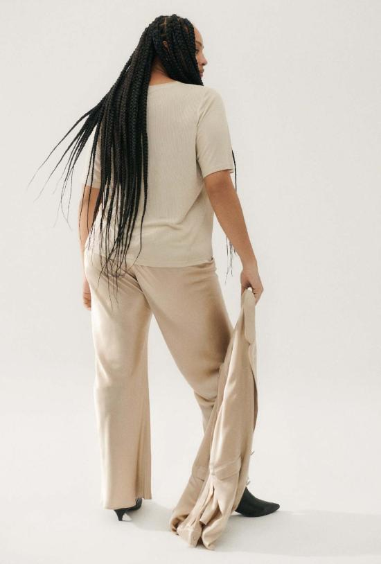  실크 런드리 반팔 티셔츠 골지 티셔츠 헤이즐넛 - SILK LAUNDRY