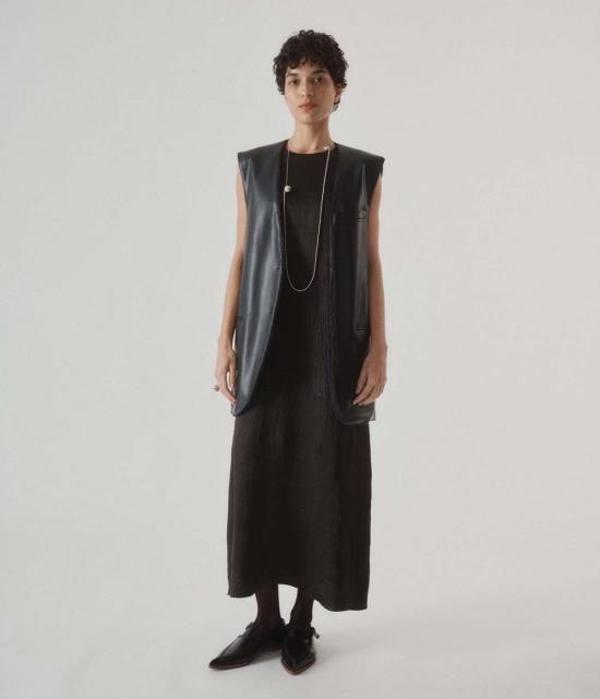  사야카 다비스 뉴욕 롱 원피스 사야카 데이비스 뉴욕 크링클드 새틴 탱크 드레스 블랙 - SAYAKA DAVIS NEW YORK