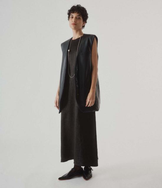  사야카 다비스 뉴욕 롱 원피스 사야카 데이비스 뉴욕 크링클드 새틴 탱크 드레스 블랙 - SAYAKA DAVIS NEW YORK