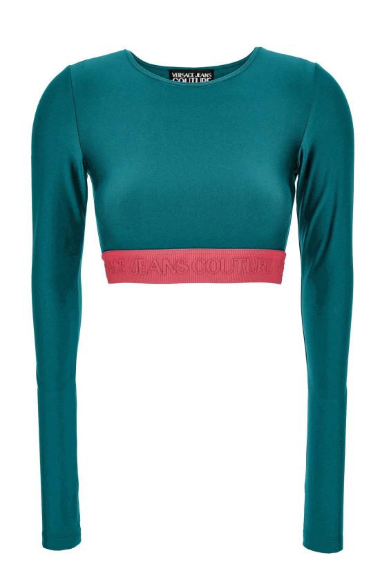  베르사체 민소매 티셔츠 진 쿠튀르 크롭탑 (긴팔) 블루