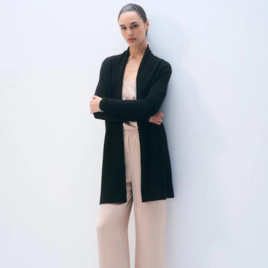  화이트 워렌 가디건 화이트 + 워렌 캐시미어 트라페즈  블랙