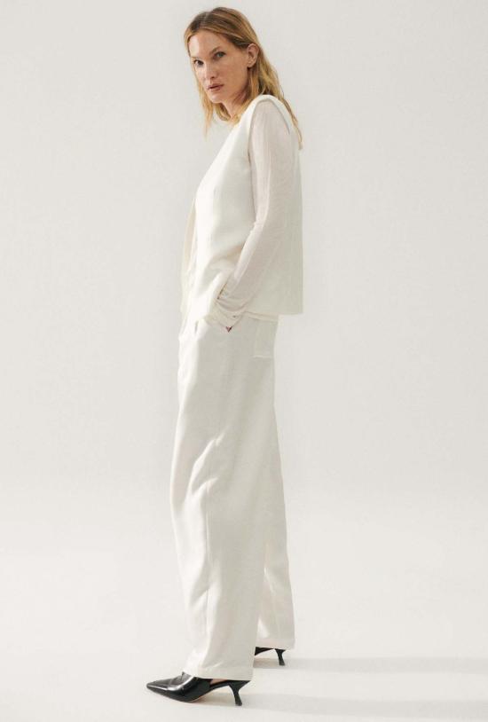  실크 런드리 스트레이트 팬츠 트윌 슬라우치 팬츠 화이트 - SILK LAUNDRY