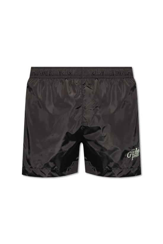  지방시 스윔팬츠 로고 자수 수영 반바지 블랙