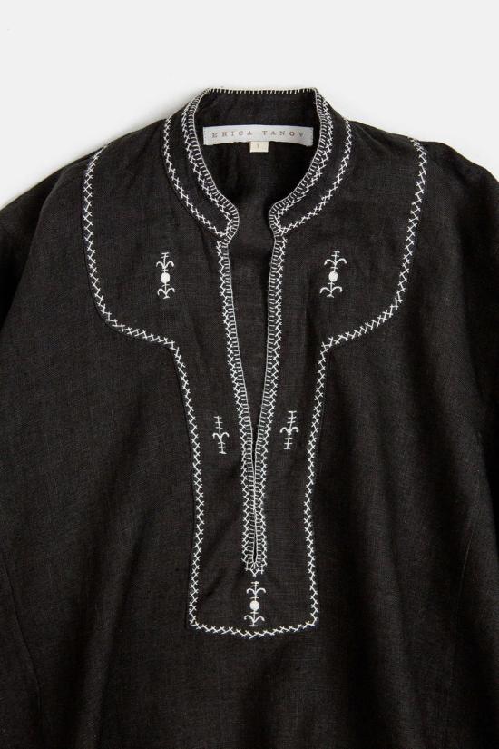  에리카 타노브 자켓 Erica Tanov Aarika 리넨 핸드 자수 탑 블랙 - ERICA TANOV