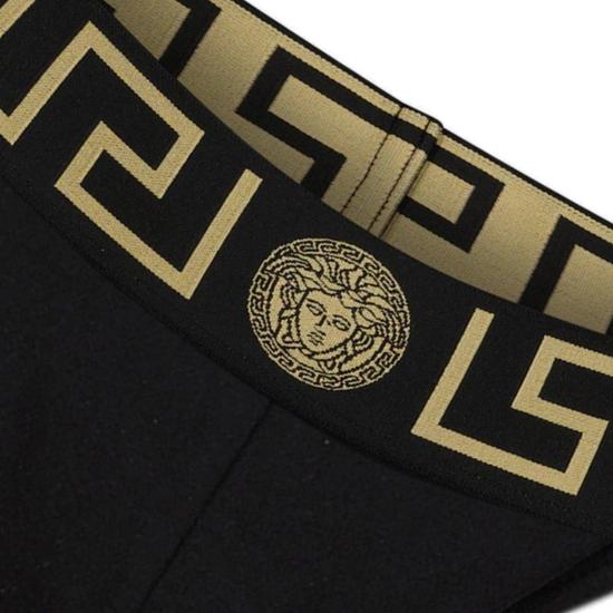  베르사체 팬티 스트레치 코튼 브리프 블랙/골드 - VERSACE