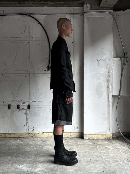  SAN263-1 숏팬츠 San263 1 왁스 처리된 허리 가방 반바지 블랙 - OTHER BRANDS