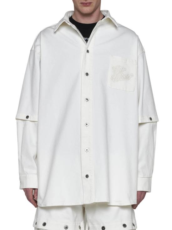  오프화이트 긴팔 셔츠 90년대 로고 오버 화이트 - OFF WHITE