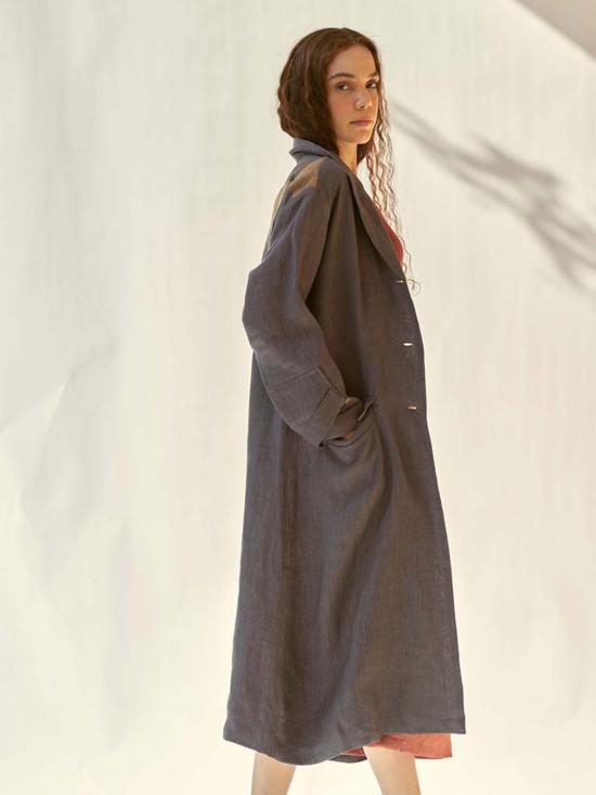  IKKIVI 트렌치 코트 이키비 트렌치 미 낫 코트 차콜 그레이 - OTHER BRANDS