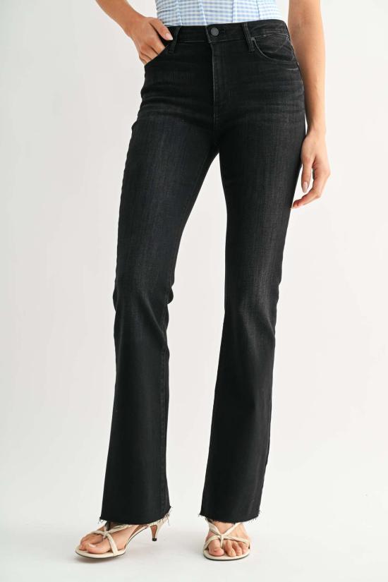  저스트 블랙 데님 데님 팬츠 가을 플레어 팬츠 - JUST BLACK DENIM