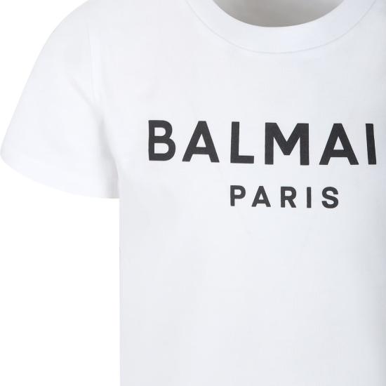  [키즈] 발망 트레이닝 상의 로고 아동용 티셔츠 (화이트) - BALMAIN