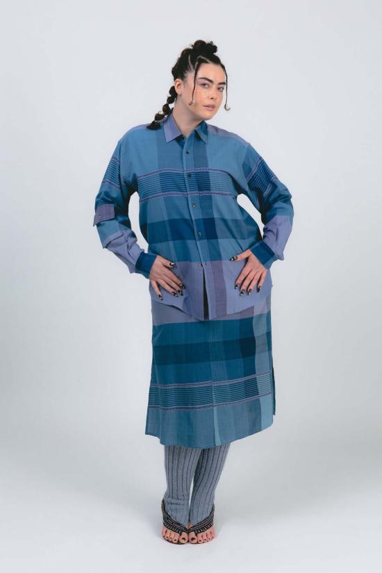  Abacaxi 셔츠 아바카시 수제 직조 체크무늬 버튼다운 셔츠 - ABACAXI