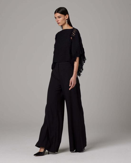  보즈 민소매 티셔츠 레이스 프린지 크롭탑 - VOZ