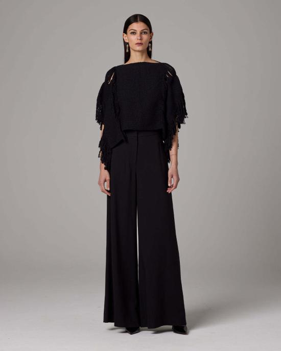  보즈 민소매 티셔츠 레이스 프린지 크롭탑