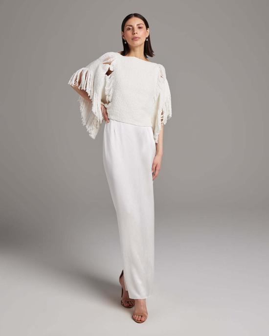  보즈 민소매 티셔츠 레이스 프린지 크롭탑 - VOZ