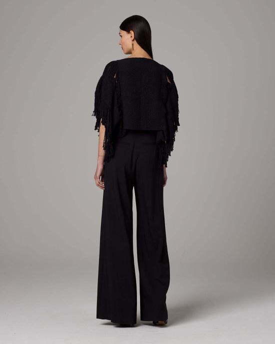  보즈 민소매 티셔츠 레이스 프린지 크롭탑 - VOZ