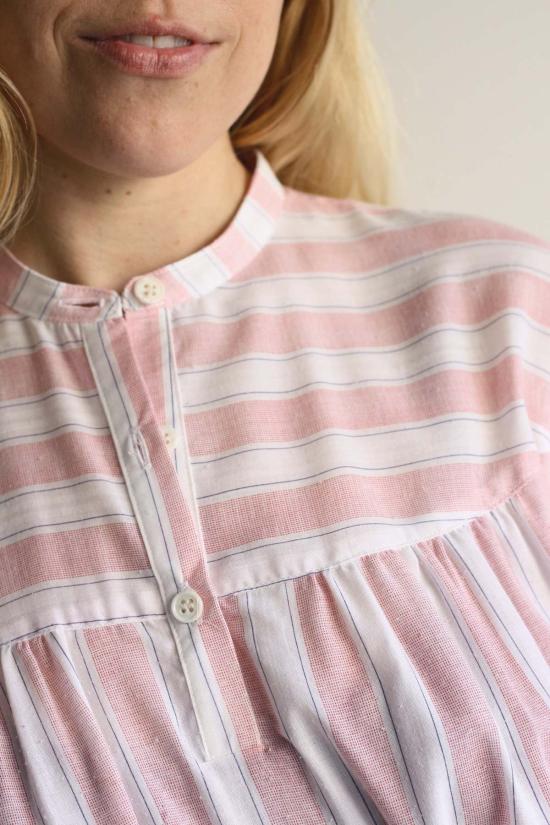  머틀 블라우스 애디  레드 티킹 스트라이프 - MYRTLE