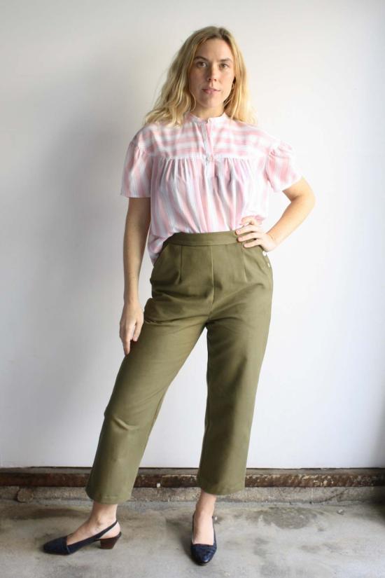  머틀 블라우스 애디  레드 티킹 스트라이프 - MYRTLE