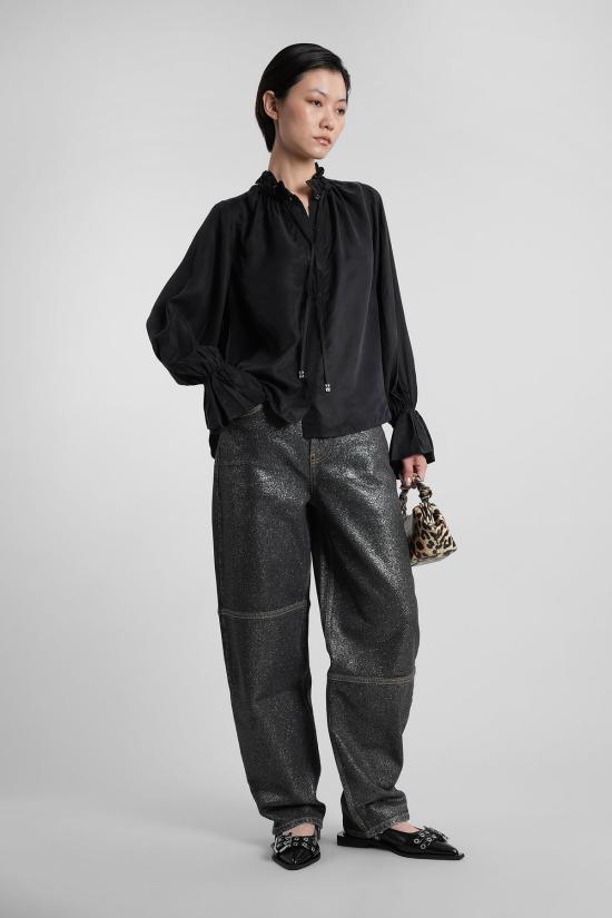  가니 블라우스 Ganni 셔츠 블랙 폴리아미드 폴리에스터 블랙 - GANNI