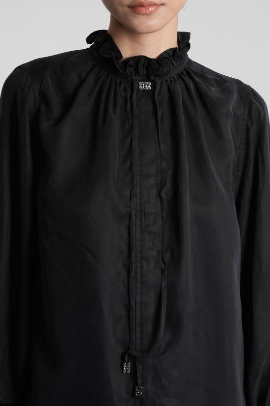  가니 블라우스 Ganni 셔츠 블랙 폴리아미드 폴리에스터 블랙 - GANNI