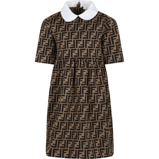  [키즈] 펜디 원피스 아동용 브라운 드레스 (더블 F 로고)