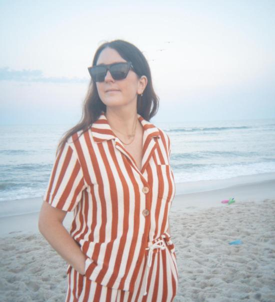  Alice Pearl 셔츠 앨리스 펄 위켄드  오렌지 스트라이프 - ALICE PEARL