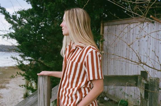  Alice Pearl 셔츠 앨리스 펄 위켄드  오렌지 스트라이프 - ALICE PEARL