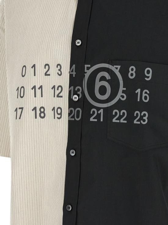  MM6 메종마르지엘라 반팔 셔츠 Mm6 메종 마르지엘라 패치워크 셔츠 블랙 - MM6 MAISON MARGIELA