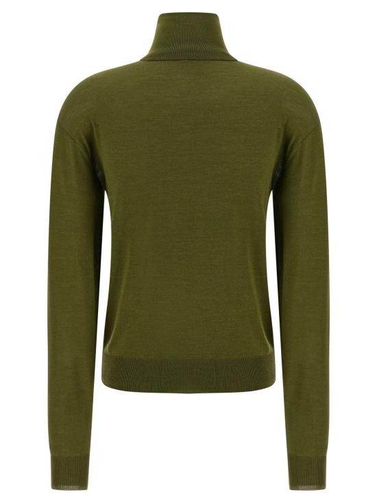  생로랑 터틀넥 실크 캐시미어  스웨터 그린 - SAINT LAURENT