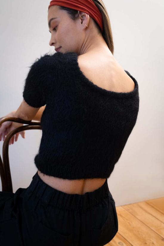  마리아 스탠리 반팔 티셔츠 마히 탑 느와르 - MARIA STANLEY