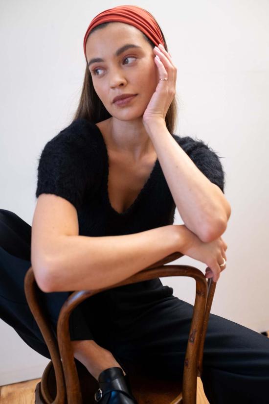  마리아 스탠리 반팔 티셔츠 마히 탑 느와르 - MARIA STANLEY