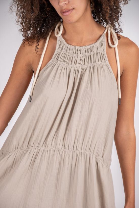  아뜰리에 델핀 롱 원피스 아틀리에 델핀 사전트 크링클 코튼 드레스 스톤 - ATELIER DELPHINE