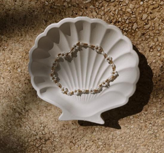  Village Thrive 바디 주얼리 빌리지 스라이브 담수 진주 및 꽃 비즈 팔찌 - OTHER BRANDS