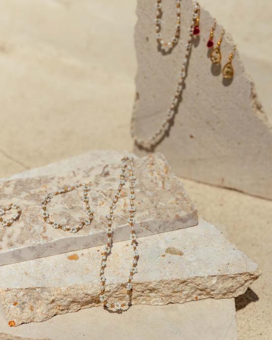  Village Thrive 바디 주얼리 빌리지 스라이브 담수 진주 및 꽃 비즈 팔찌 - OTHER BRANDS