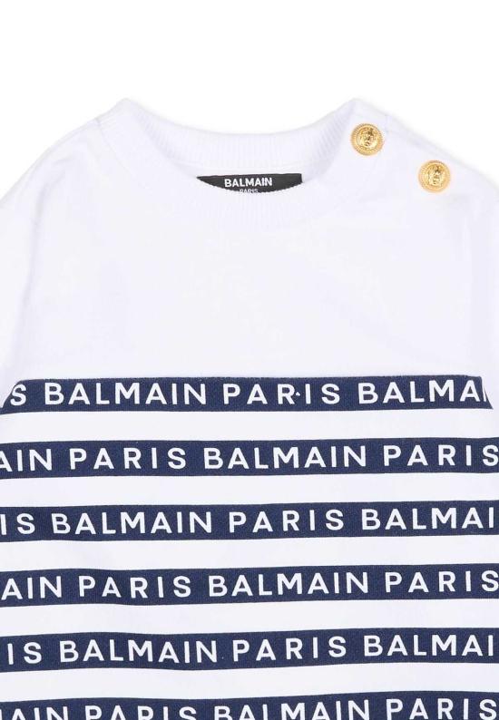  [키즈] 발망 풀오버 스웨트셔츠 화이트 - BALMAIN