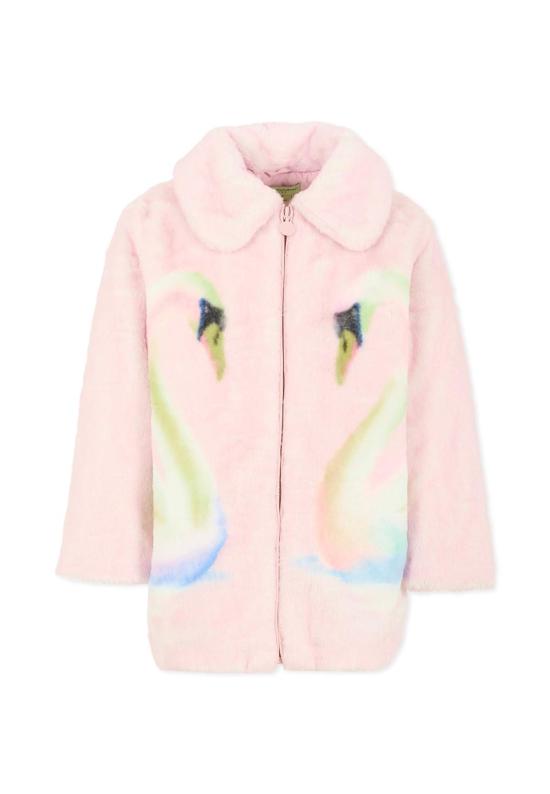  [키즈] 스텔라 맥카트니 자켓 스텔라 매카트니 아동용 라일락색 백조 무늬 인조 모피 코트