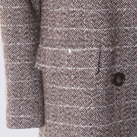  트윈셋 코트 맥시  헤링본 브라운/골드 - TWINSET