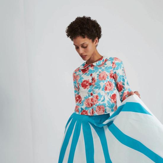  바체바 블라우스 캐롤 탑 페인티드 로즈 - BATSHEVA