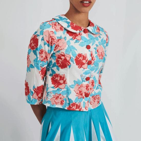  바체바 블라우스 캐롤 탑 페인티드 로즈 - BATSHEVA