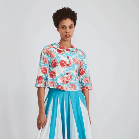  바체바 블라우스 캐롤 탑 페인티드 로즈