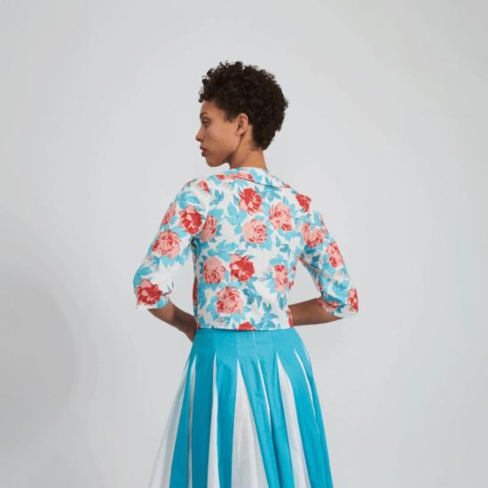  바체바 블라우스 캐롤 탑 페인티드 로즈 - BATSHEVA