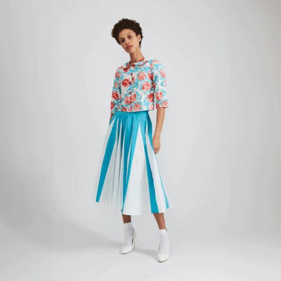  바체바 블라우스 캐롤 탑 페인티드 로즈 - BATSHEVA